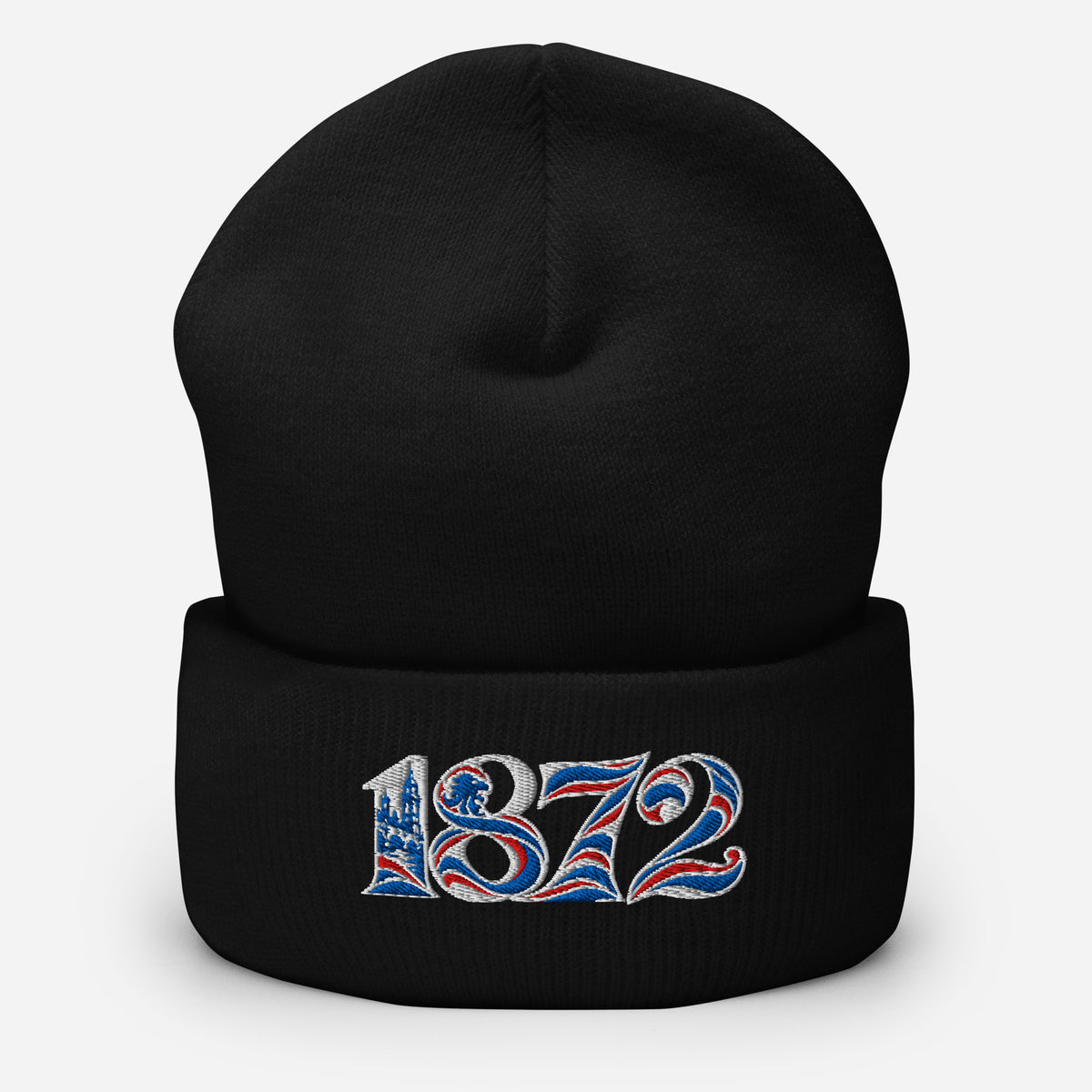 Rangers 1872 founding year embroidered football beanie in Black – product image 1