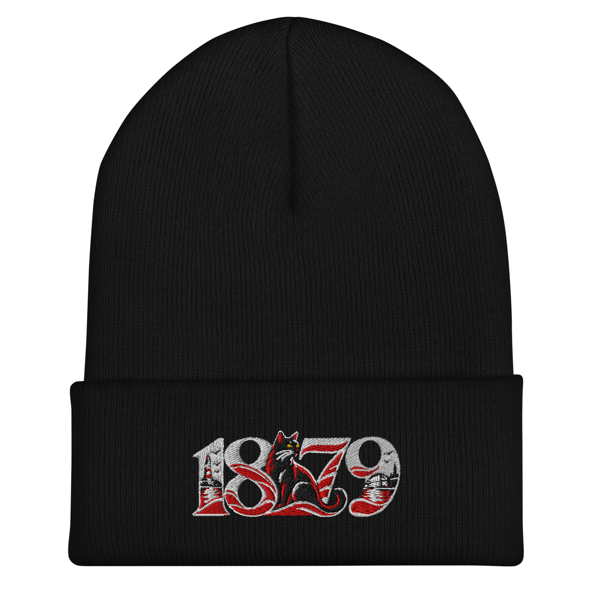 Sunderland 1879 Heritage Embroidered Football Beanie – black front view