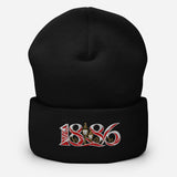 Arsenal 1886 Heritage Embroidered Football Beanie – black front view