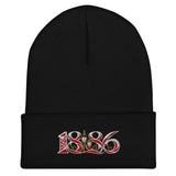 Arsenal 1886 Heritage Embroidered Football Beanie – black front view