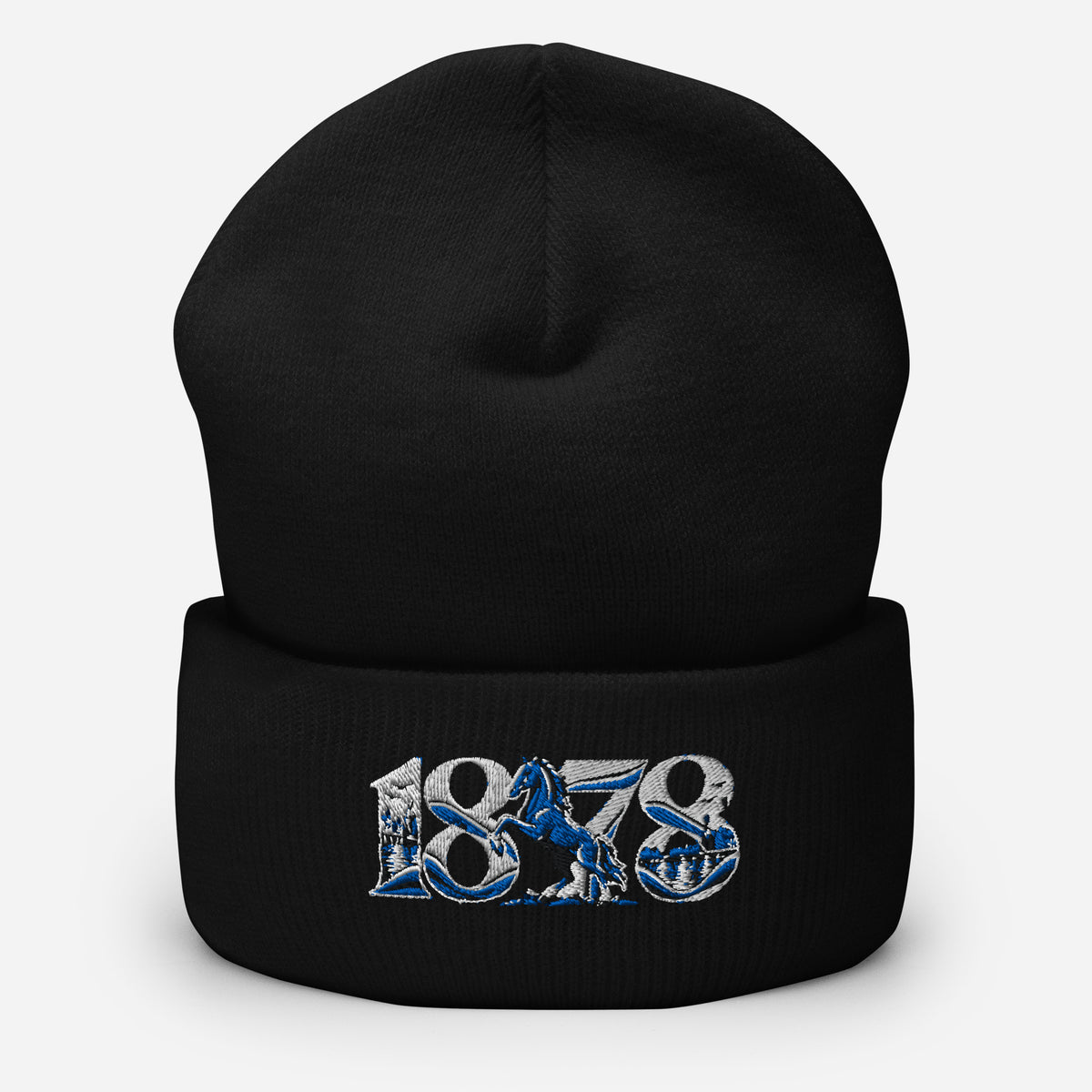 Ipswich Town 1878 Heritage Embroidered Football Beanie – black front view