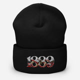 Brentford 1889 Heritage Bees Embroidered Football Beanie – black front view