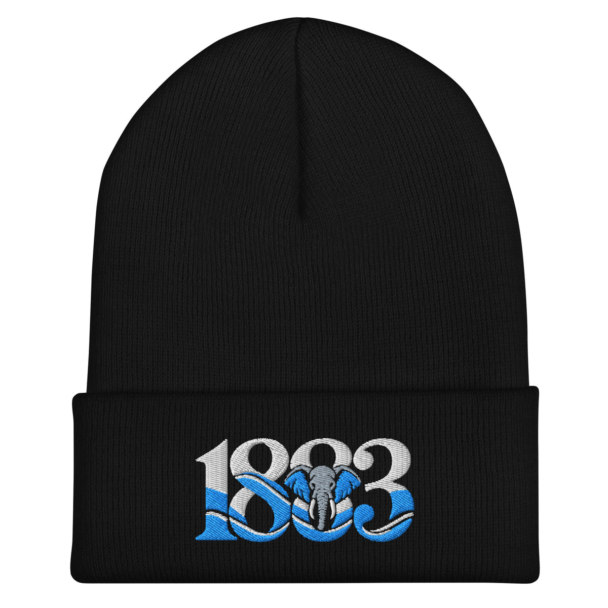 Coventry City 1883 Heritage Elephant Embroidered Football Beanie – black front view