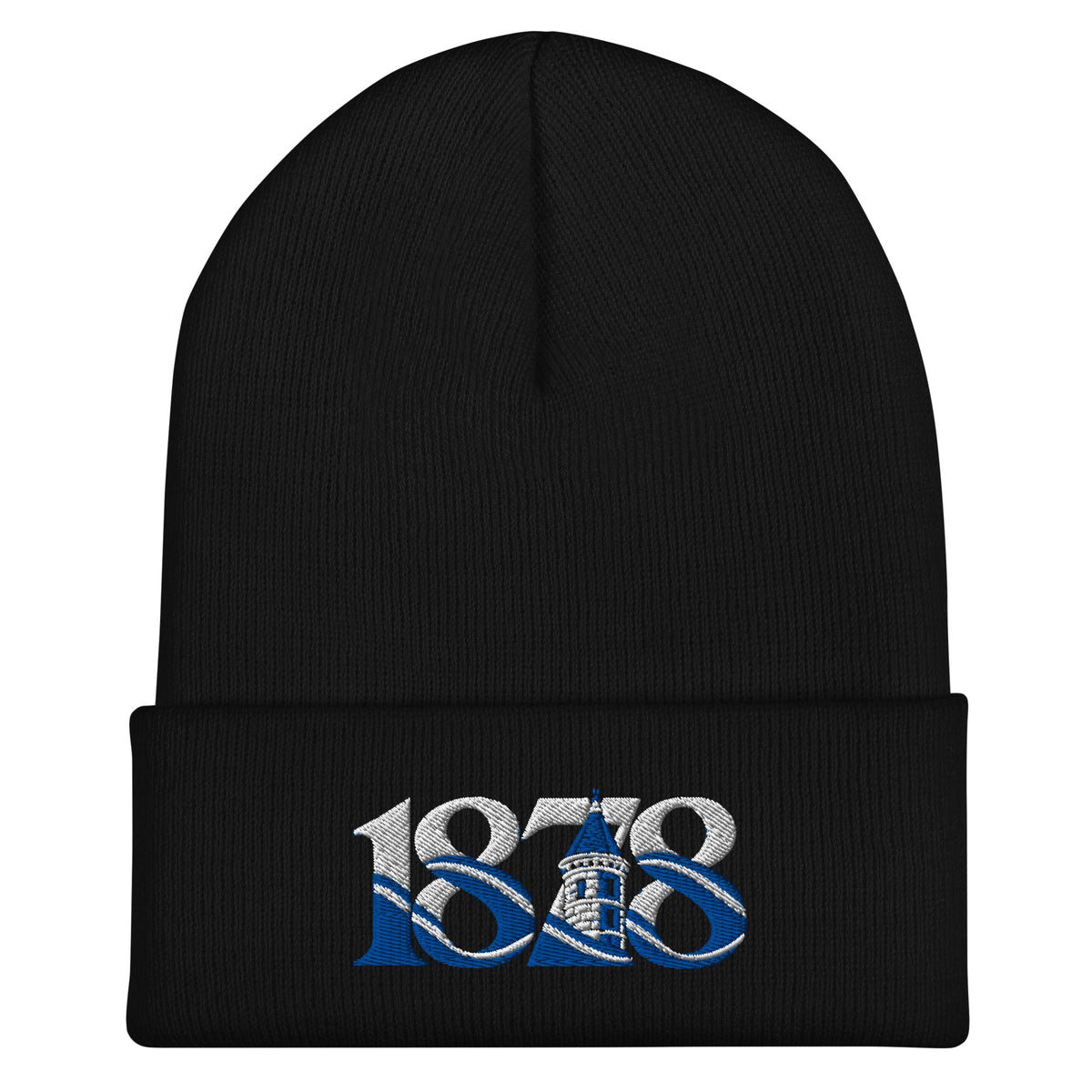 Everton 1878 Heritage Tower Embroidered Football Beanie – black front view