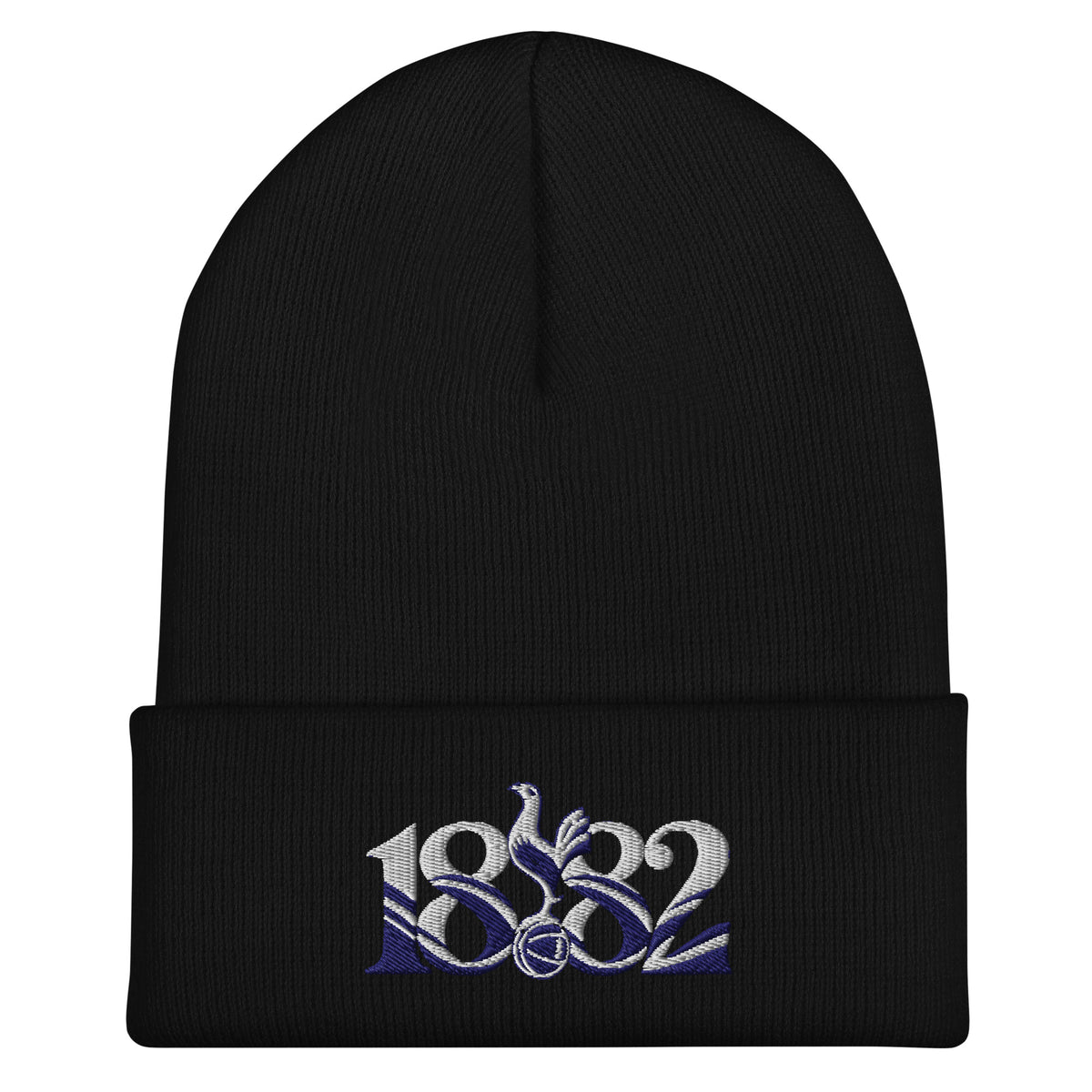 Tottenham Hotspur 1882 Heritage Embroidered Football Beanie – black front view