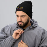 Aston Villa 1874 Lion Heritage Embroidered Football Beanie – black front view