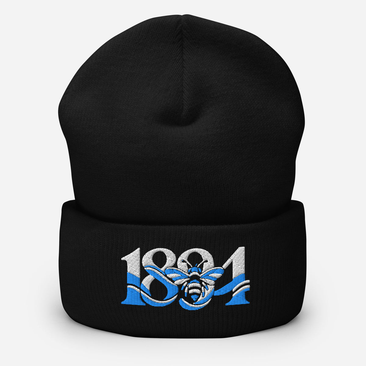Manchester 1894 Worker Bee Heritage Embroidered Football Beanie – black front view