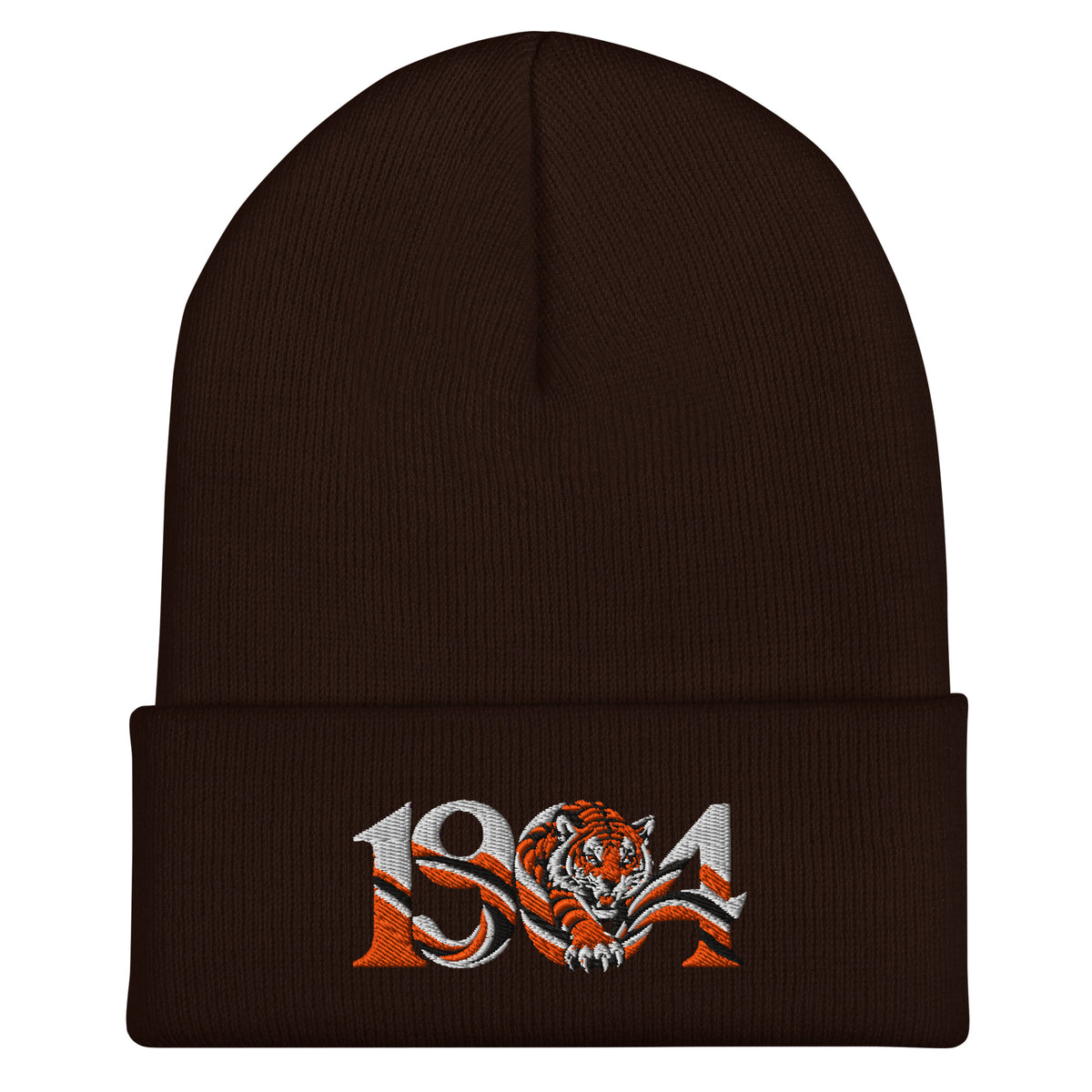 Hull 1904 Tigers Heritage Embroidered Football Beanie – brown front view