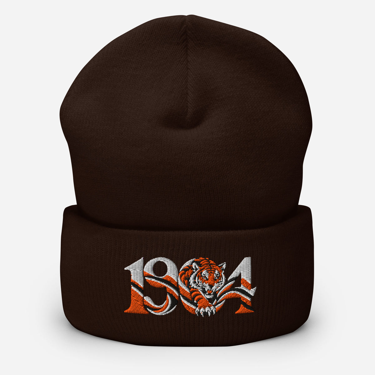 Hull 1904 Tigers Heritage Embroidered Football Beanie – brown front view