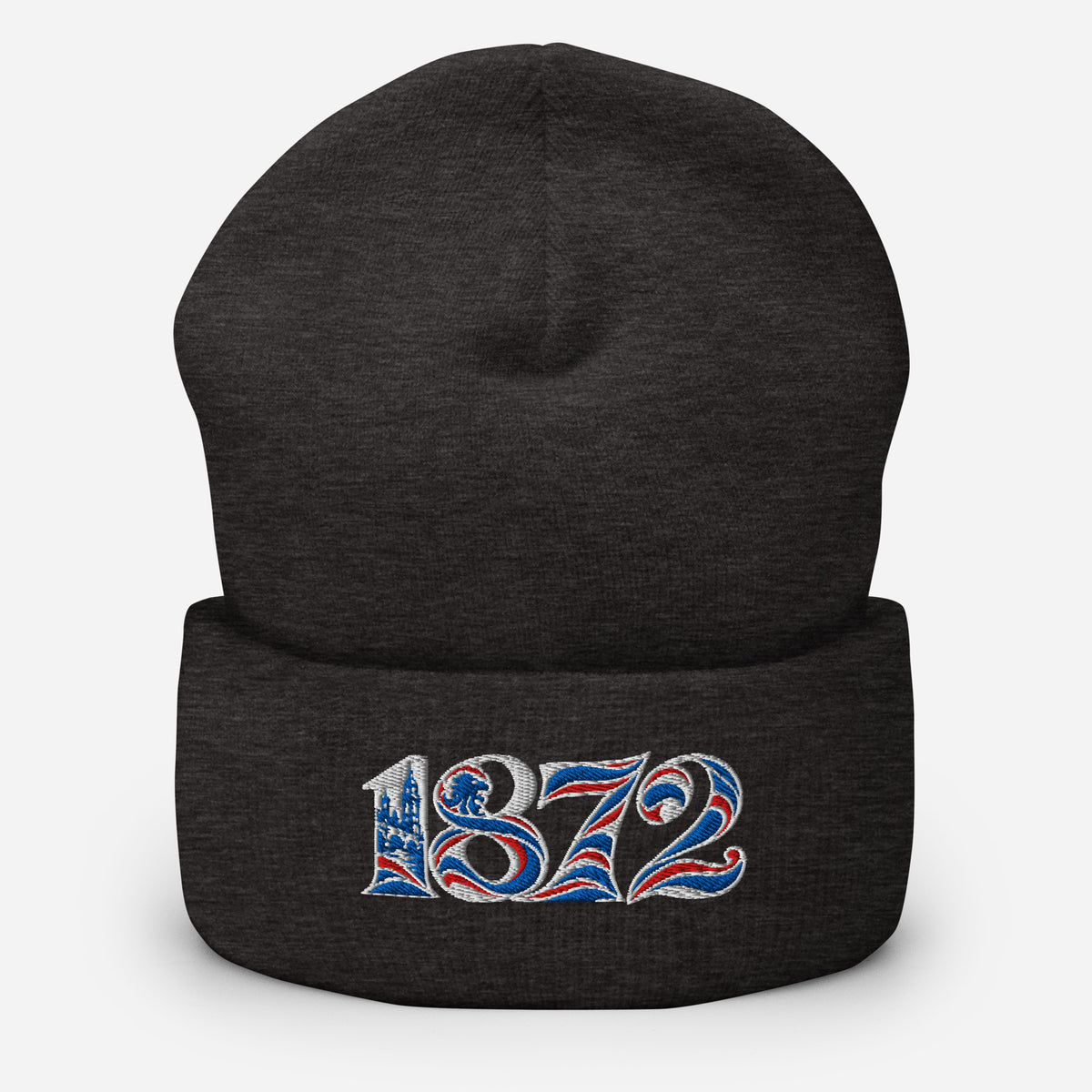 Rangers 1872 founding year embroidered football beanie in Dark Grey – product image 1