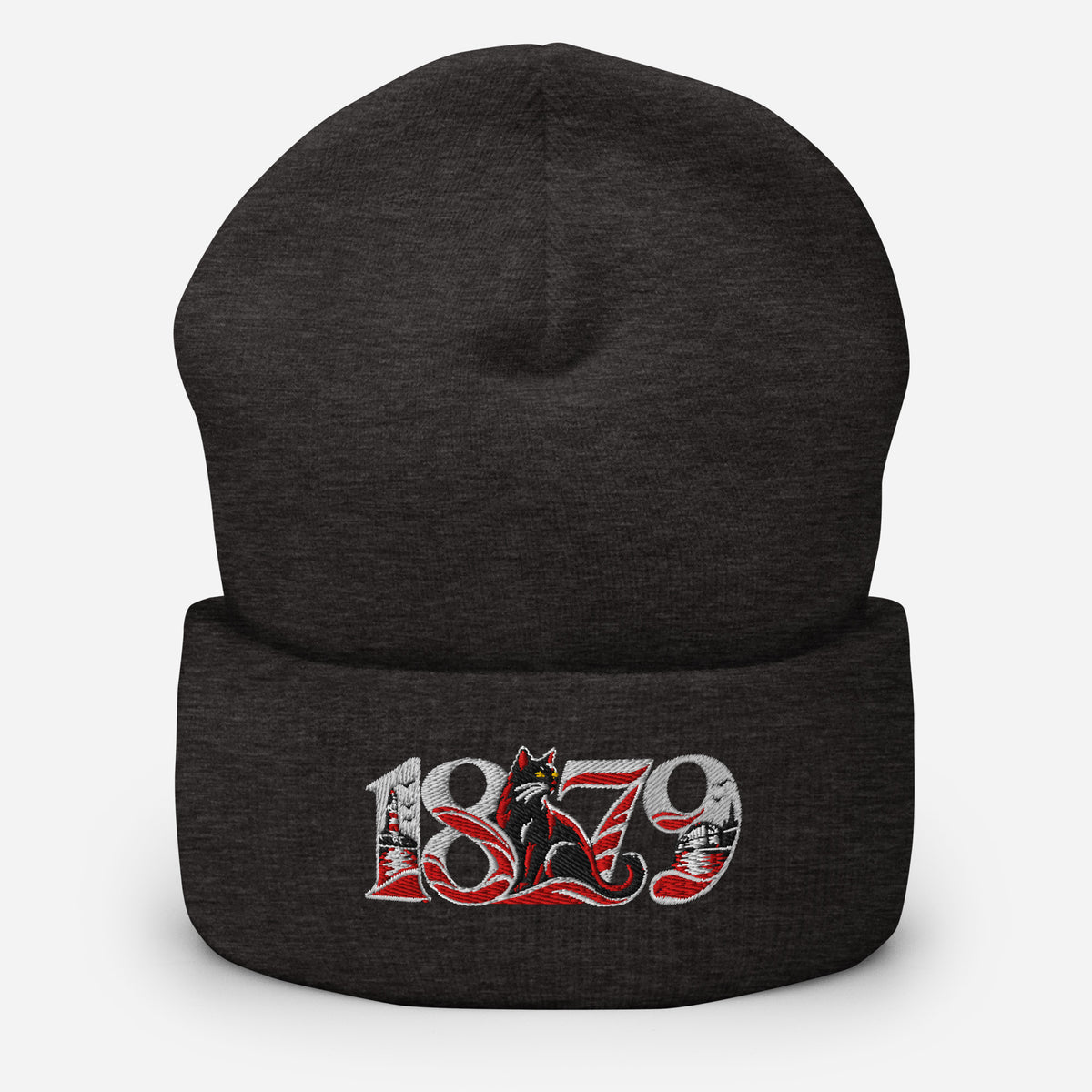 Sunderland 1879 Heritage Embroidered Football Beanie – dark grey front view
