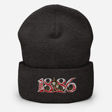Arsenal 1886 Heritage Embroidered Football Beanie – dark grey front view