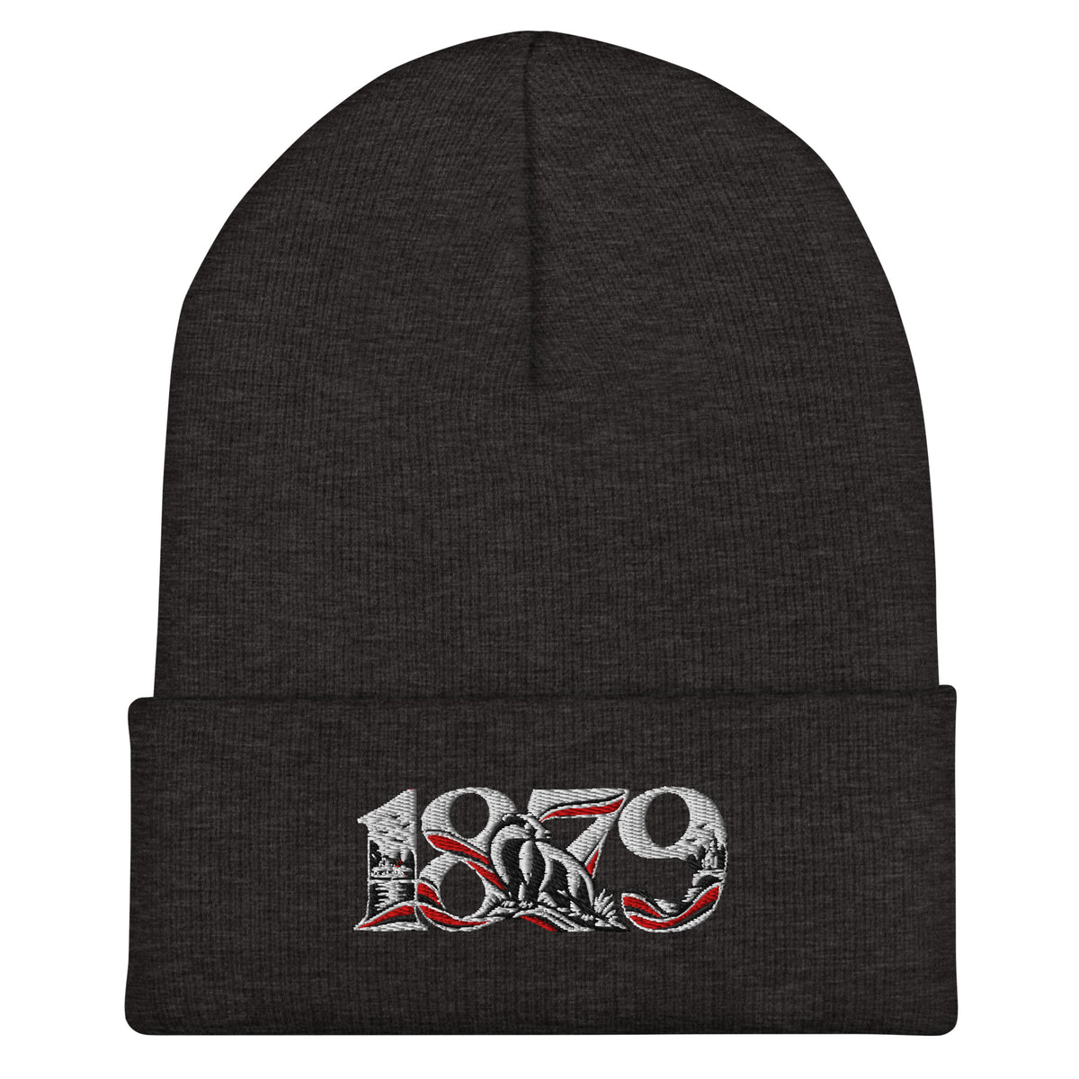 Fulham 1879 Heritage Embroidered Football Beanie – dark grey front view