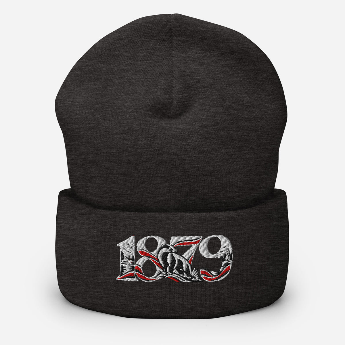 Fulham 1879 Heritage Embroidered Football Beanie – dark grey front view