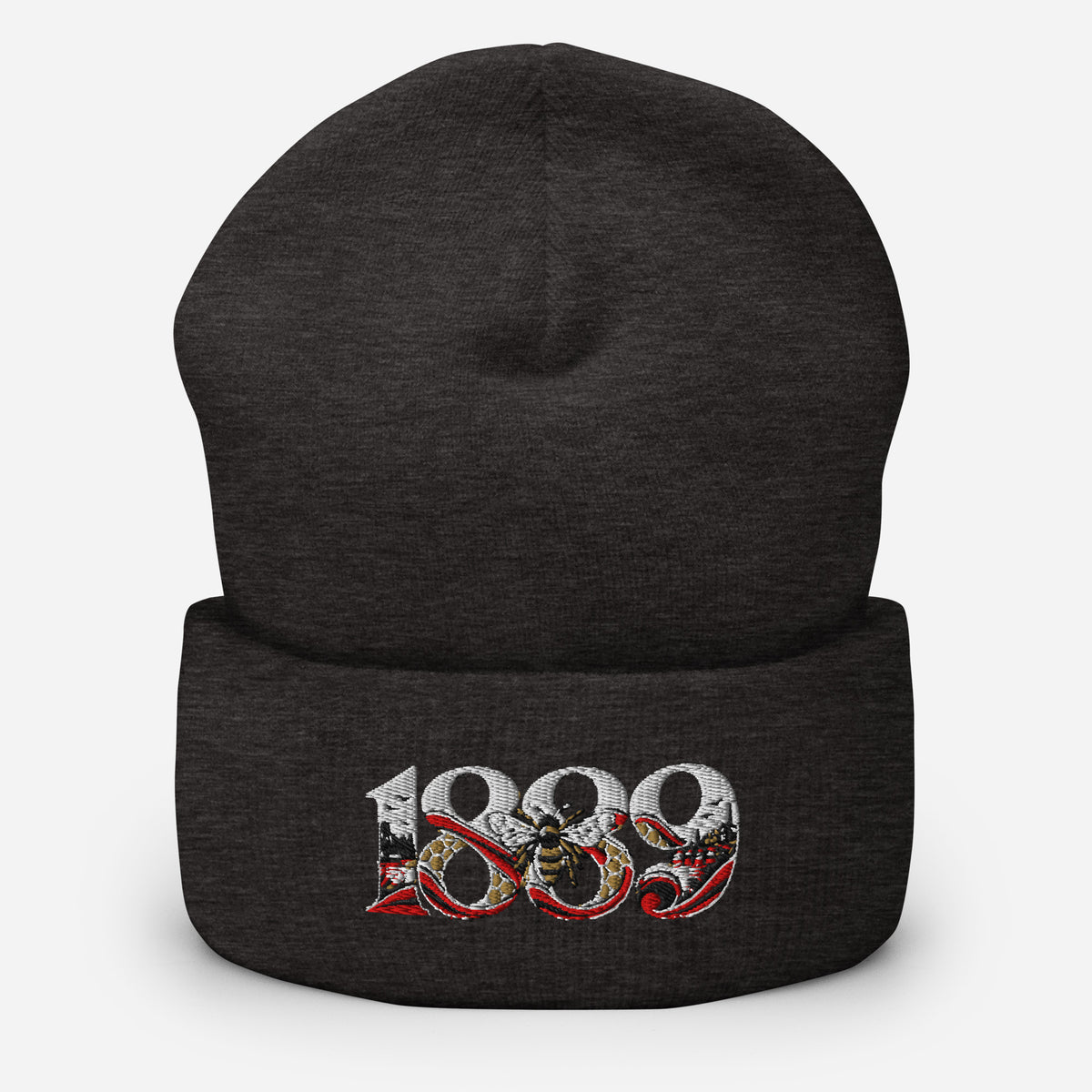 Brentford 1889 Heritage Bees Embroidered Football Beanie – dark grey front view