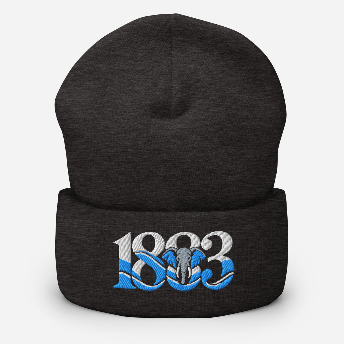 Coventry City 1883 Heritage Elephant Embroidered Football Beanie – dark grey front view