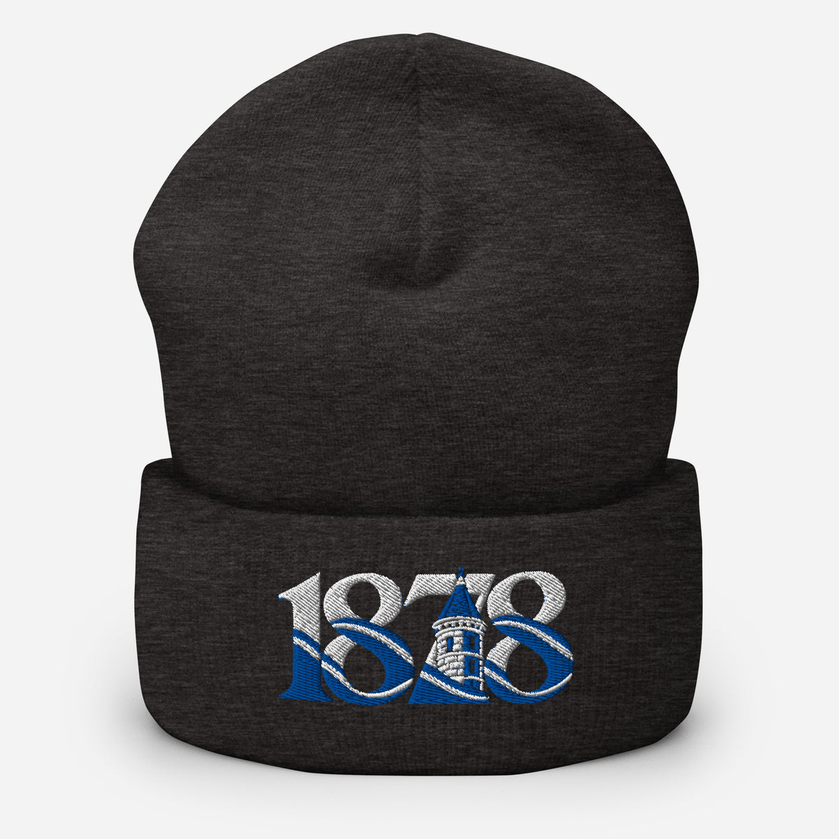 Everton 1878 Heritage Tower Embroidered Football Beanie – dark grey front view