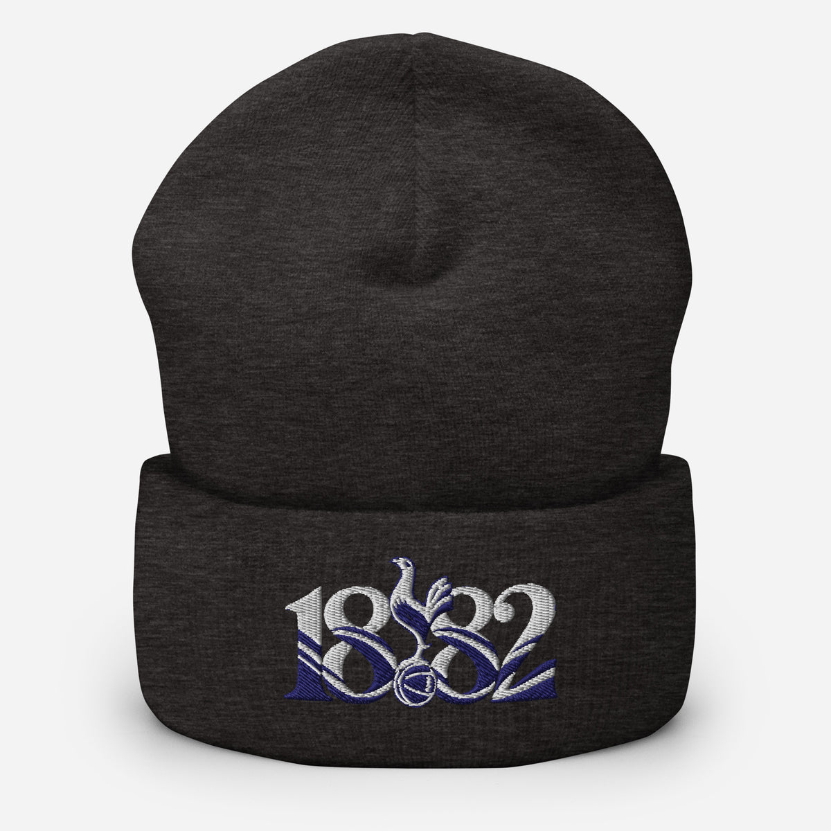 Tottenham Hotspur 1882 Heritage Embroidered Football Beanie – dark grey front view