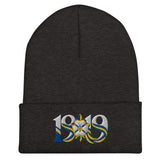 Leeds 1919 White Rose Heritage Embroidered Football Beanie – dark grey front view