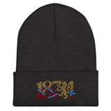 Aston Villa 1874 Lion Heritage Embroidered Football Beanie – dark grey front view