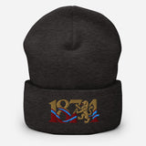 Aston Villa 1874 Lion Heritage Embroidered Football Beanie – dark grey front view