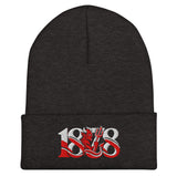 Manchester United 1878 Red Devil Heritage embroidered football beanie, dark grey colour, front view