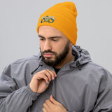 Leeds 1919 White Rose Heritage Embroidered Football Beanie – gold front view