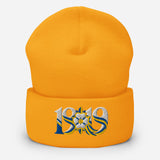 Leeds 1919 White Rose Heritage Embroidered Football Beanie – gold front view