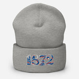 Rangers 1872 founding year embroidered football beanie in Heather Grey – product image 1