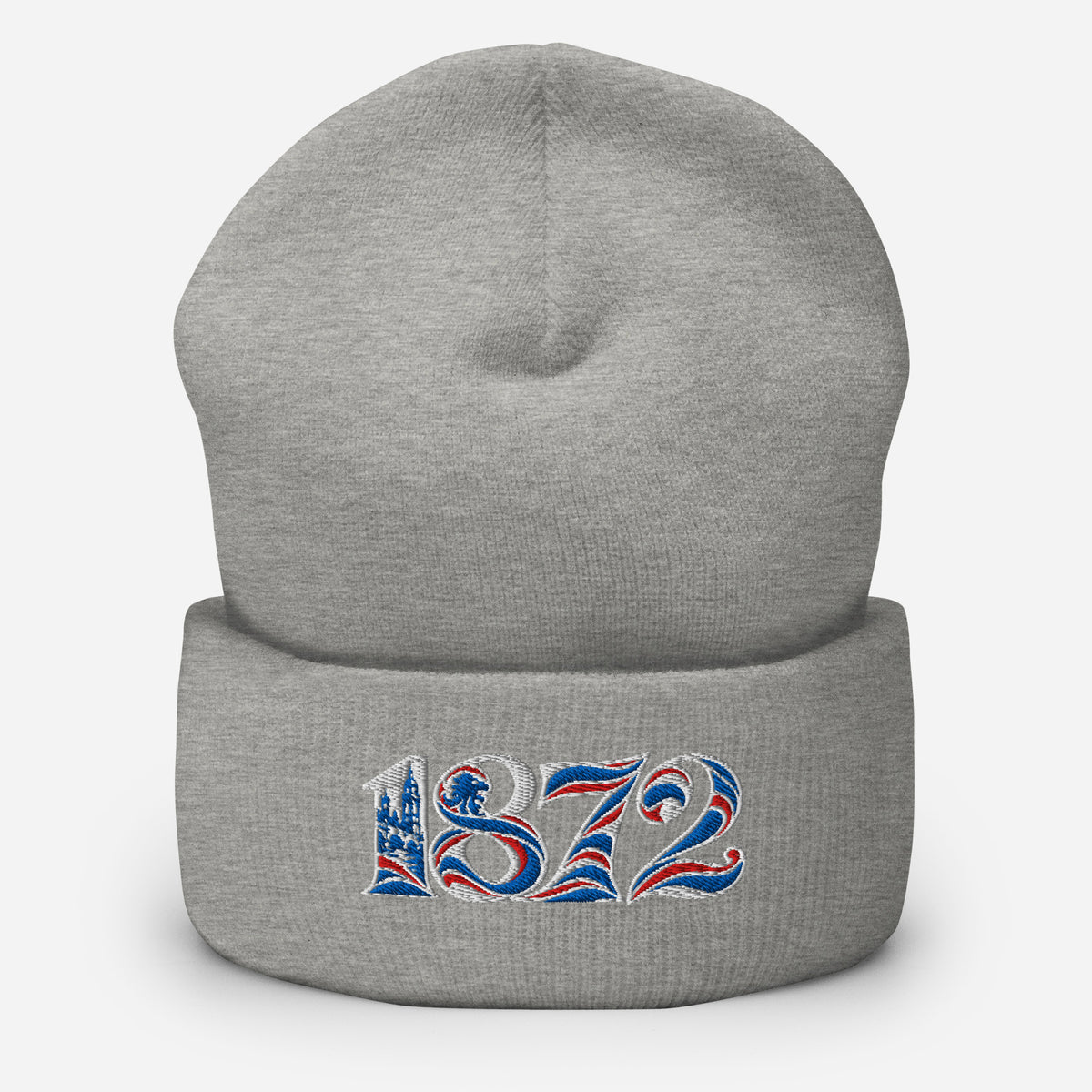 Rangers 1872 founding year embroidered football beanie in Heather Grey – product image 1