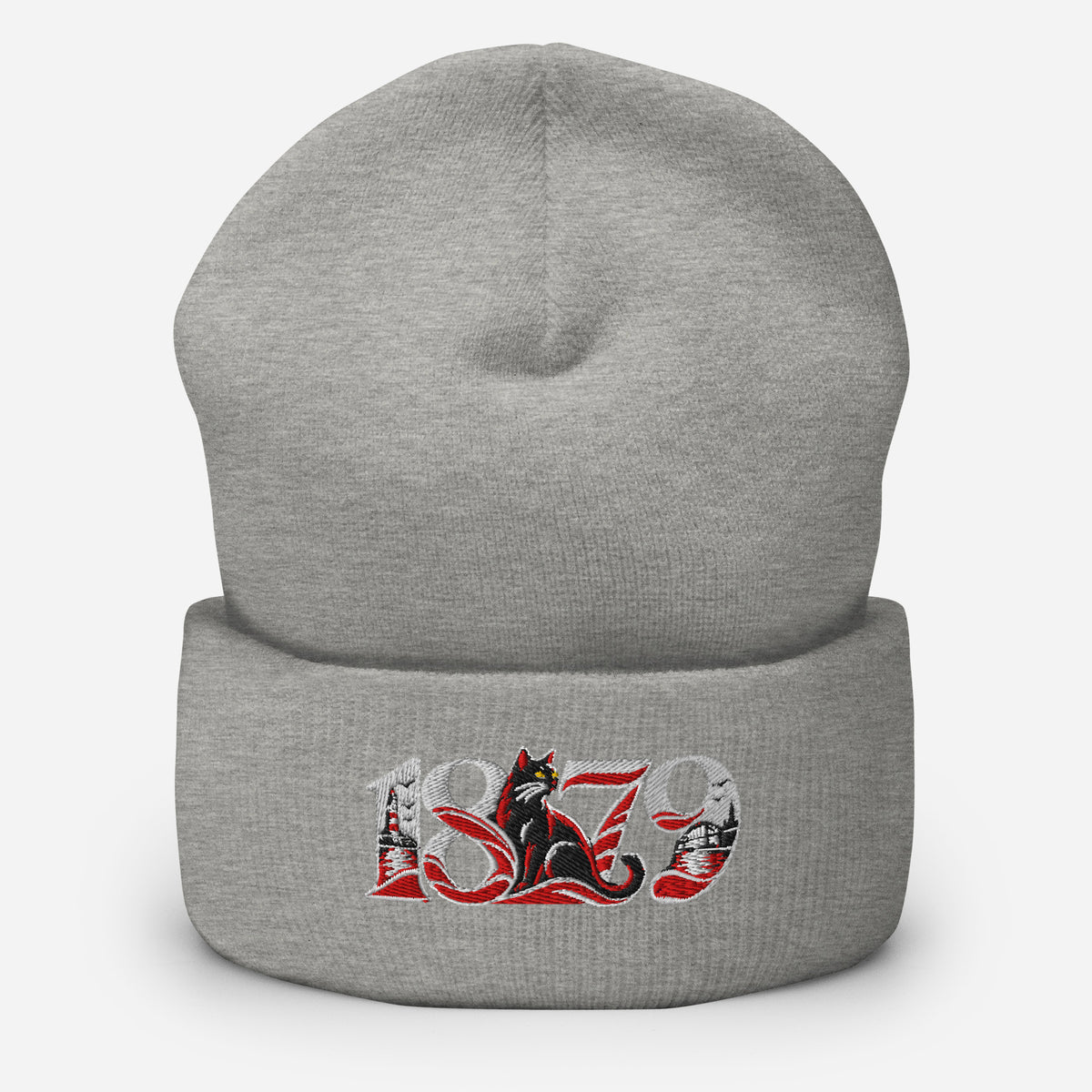 Sunderland 1879 Heritage Embroidered Football Beanie – heather grey front view