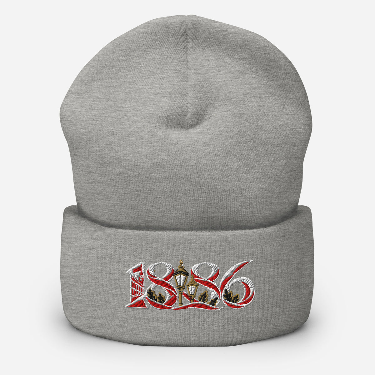 Arsenal 1886 Heritage Embroidered Football Beanie – heather grey front view