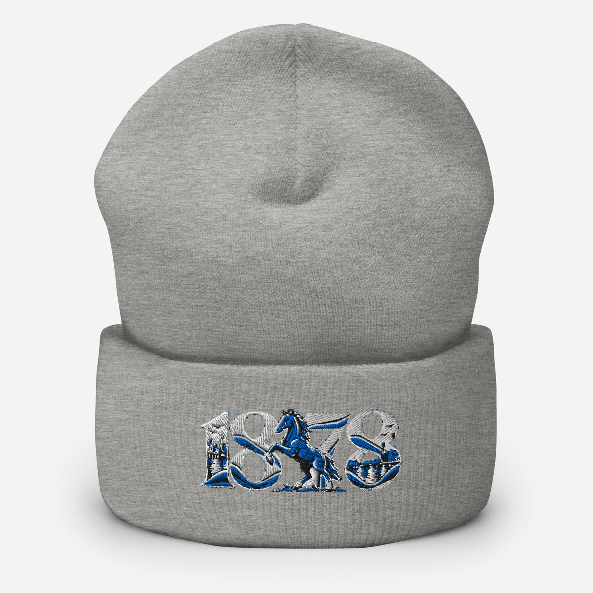 Ipswich Town 1878 Heritage Embroidered Football Beanie – heather grey front view