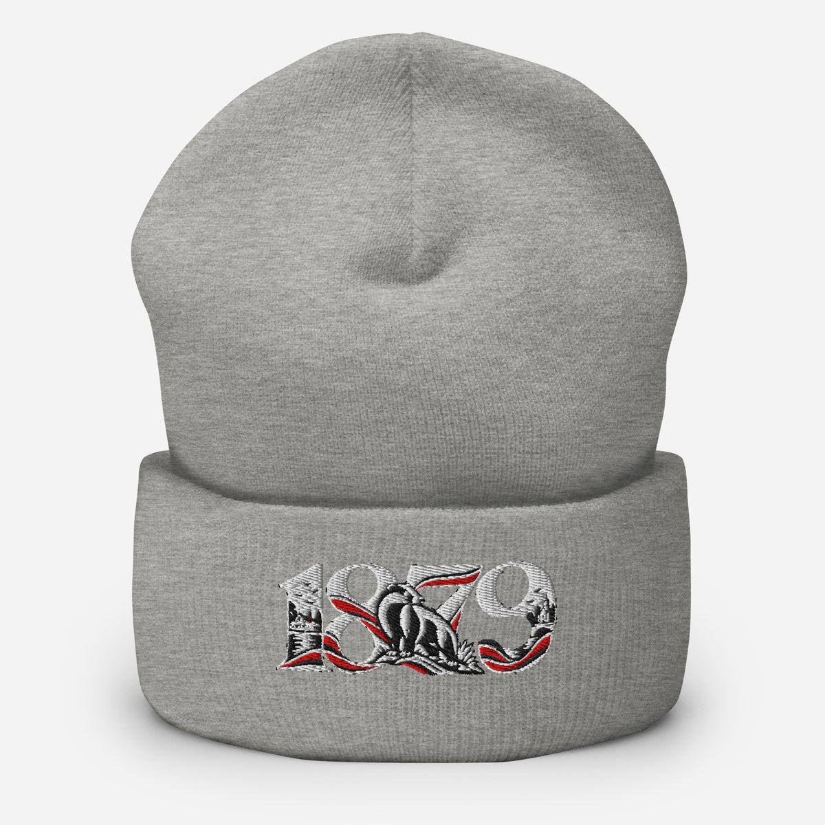 Fulham 1879 Heritage Embroidered Football Beanie – heather grey front view