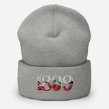 Bournemouth 1899 Heritage Cherries Embroidered Football Beanie – heather grey front view