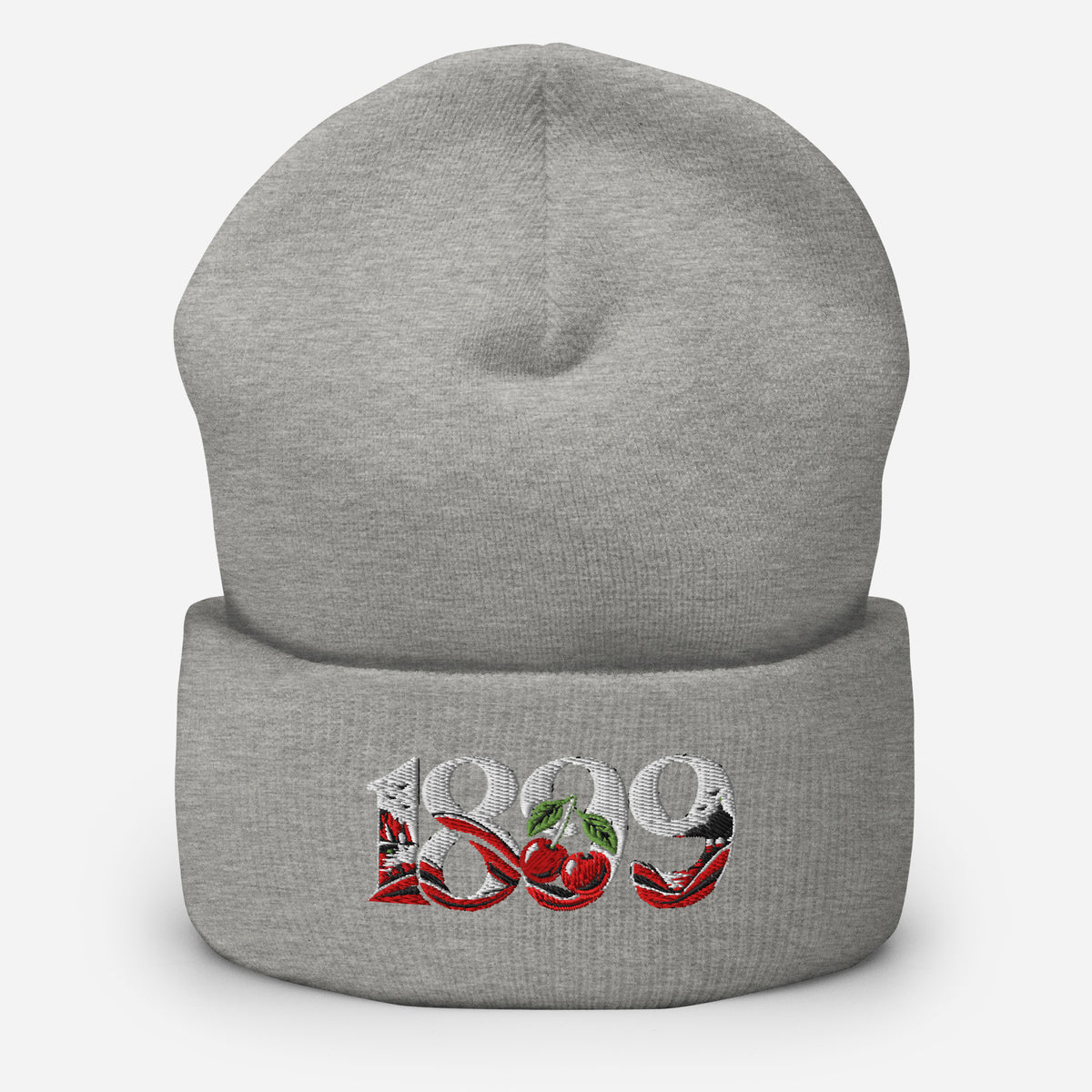 Bournemouth 1899 Heritage Cherries Embroidered Football Beanie – heather grey front view