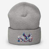 Crystal Palace 1905 Heritage Eagle Embroidered Football Beanie – heather grey front view