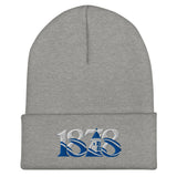 Everton 1878 Heritage Tower Embroidered Football Beanie – heather grey front view