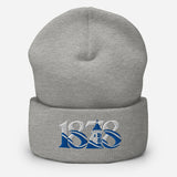 Everton 1878 Heritage Tower Embroidered Football Beanie – heather grey front view