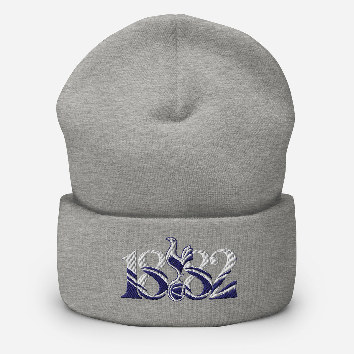 Tottenham Hotspur 1882 Heritage Embroidered Football Beanie – heather grey front view