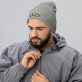 Leeds 1919 White Rose Heritage Embroidered Football Beanie – heather grey front view