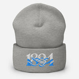 Manchester 1894 Worker Bee Heritage Embroidered Football Beanie – heather grey front view