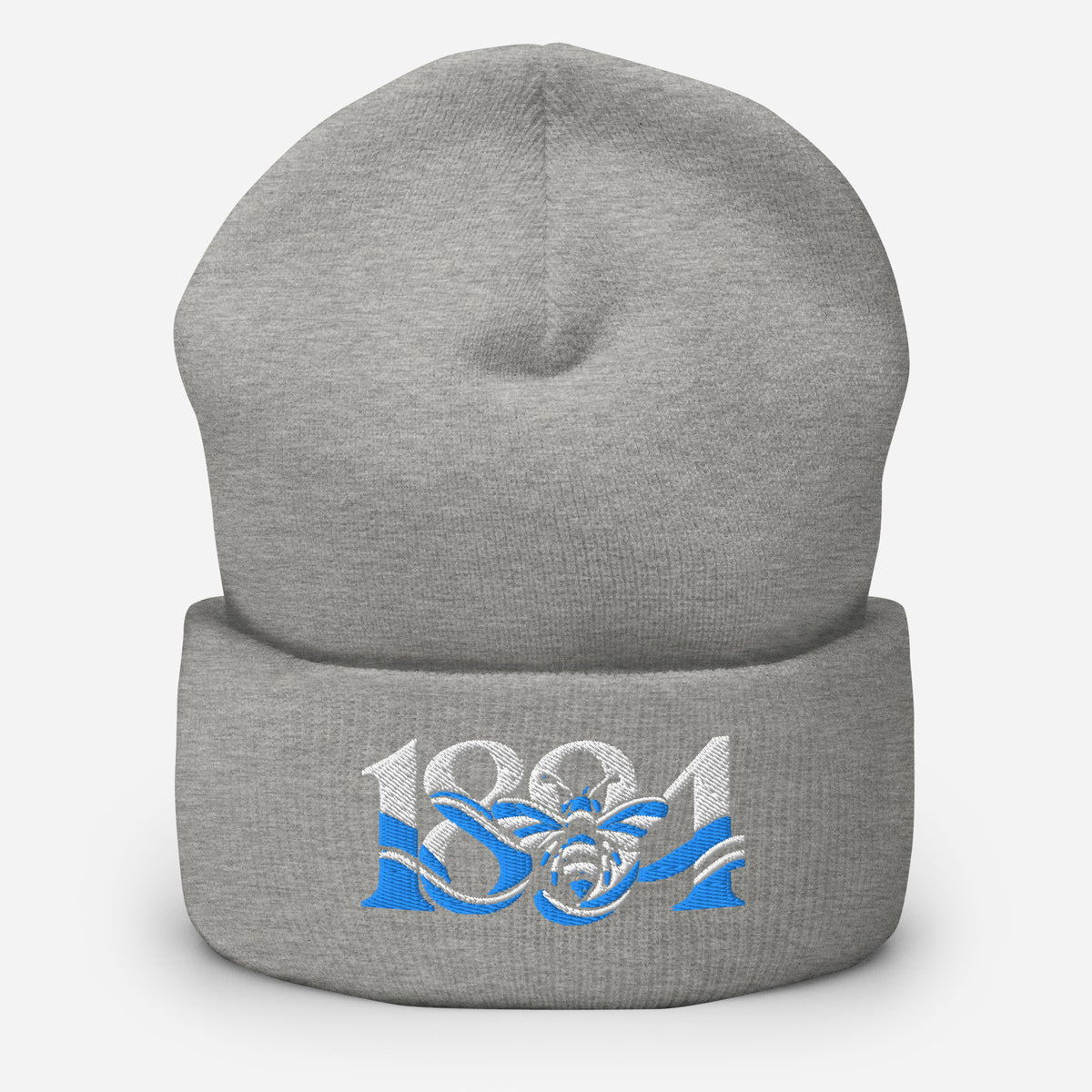 Manchester 1894 Worker Bee Heritage Embroidered Football Beanie – heather grey front view
