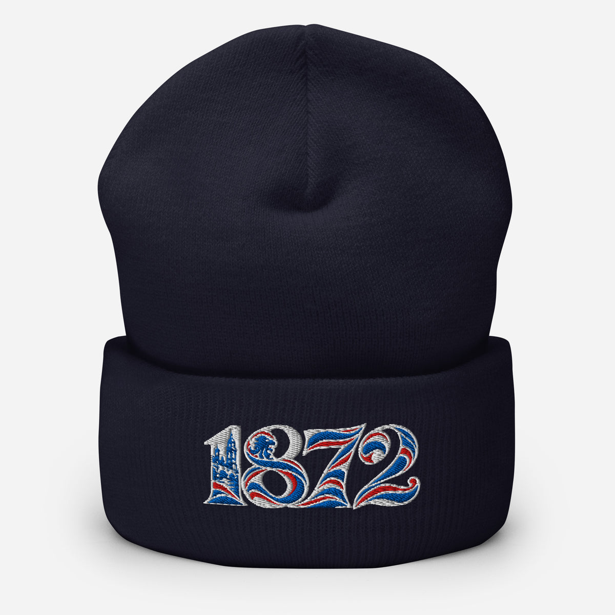 Rangers 1872 founding year embroidered football beanie in Navy – product image 1