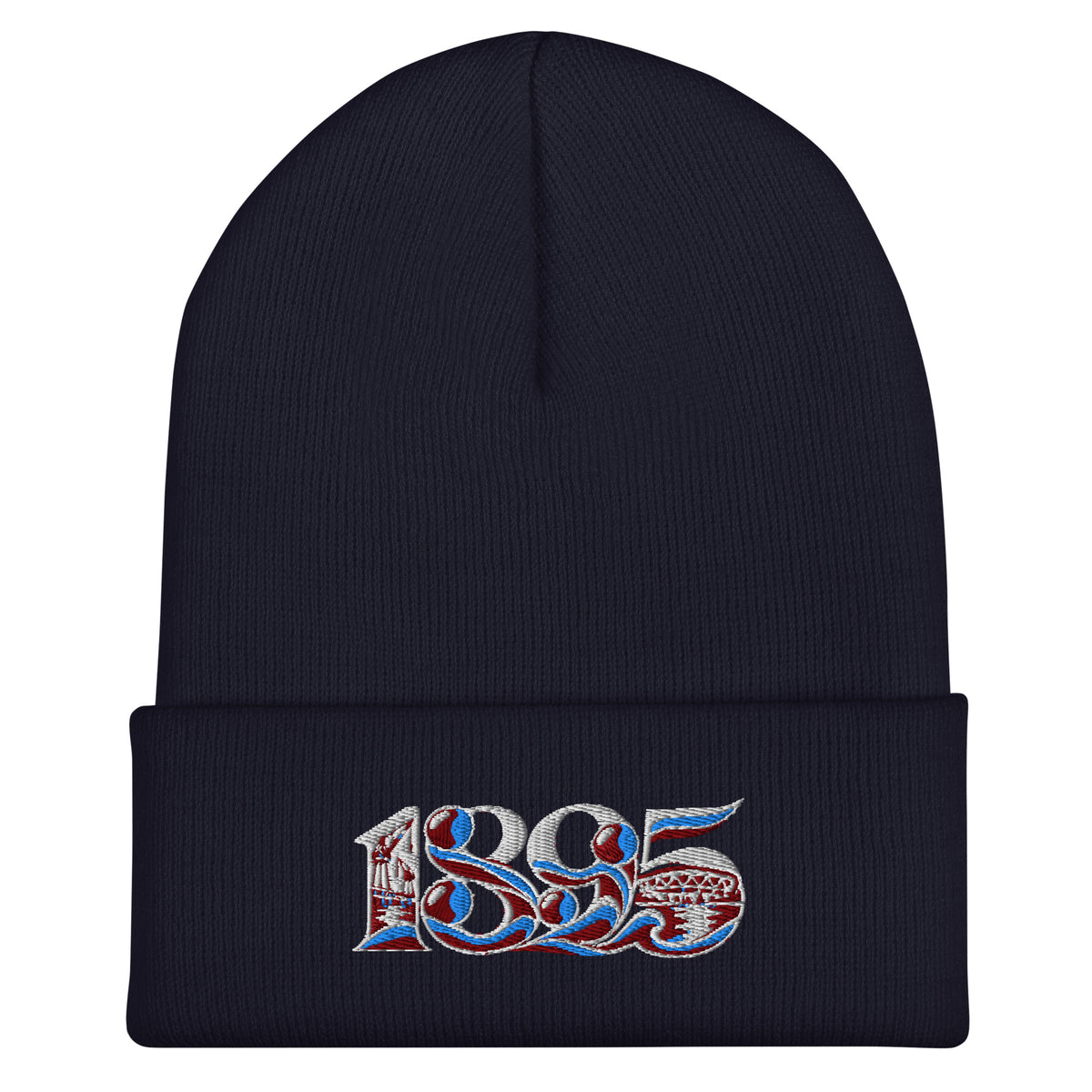 West Ham 1895 Heritage Embroidered Football Beanie – navy front view