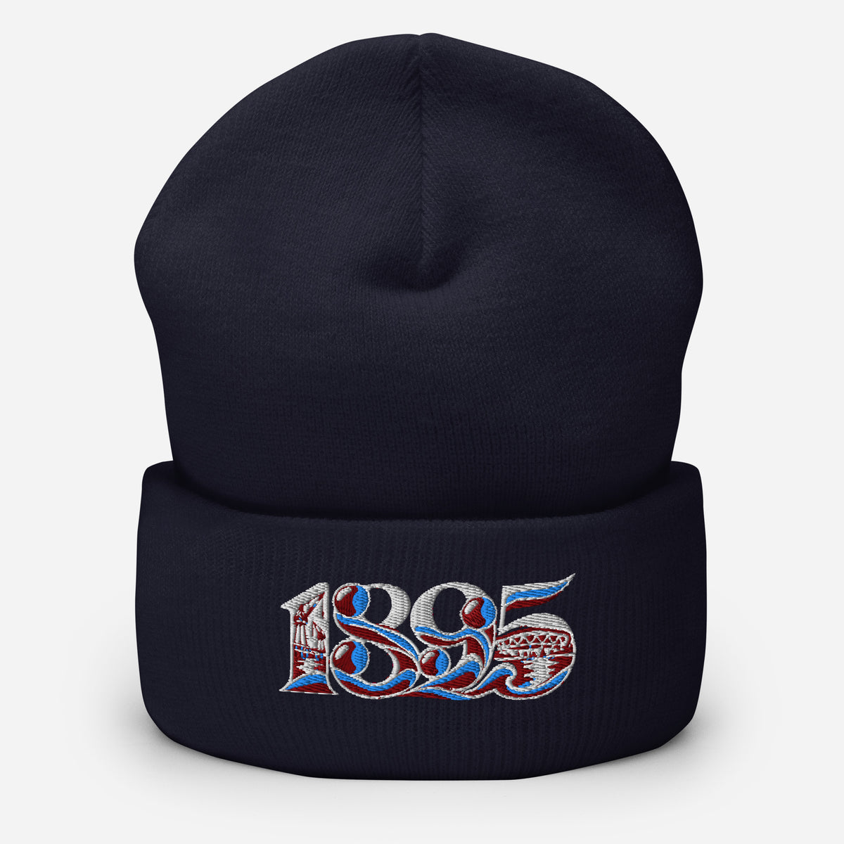 West Ham 1895 Heritage Embroidered Football Beanie – navy front view