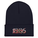 Arsenal 1886 Heritage Embroidered Football Beanie – navy front view