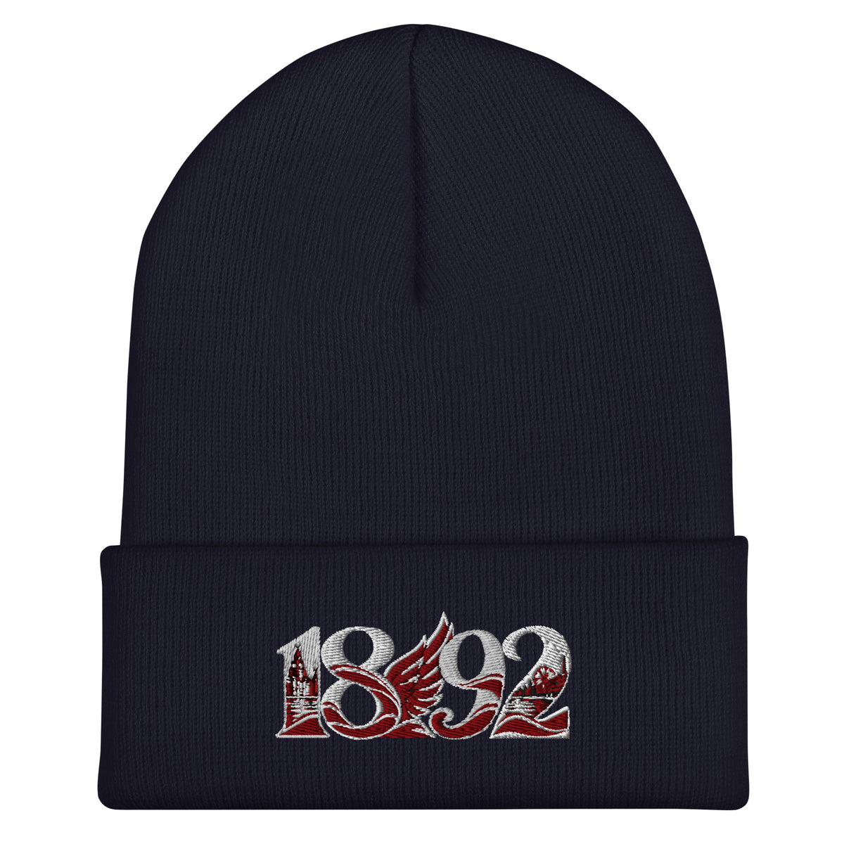Liverpool 1892 Heritage Liver Bird Embroidered Football Beanie – navy front view