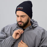 Bournemouth 1899 Heritage Cherries Embroidered Football Beanie – navy front view