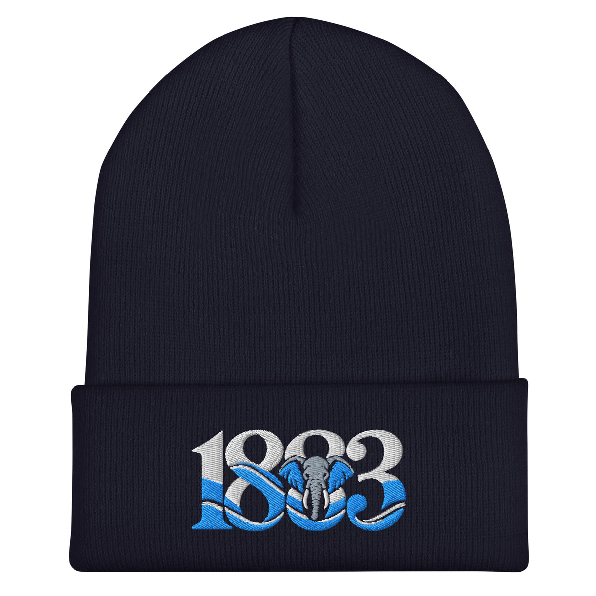 Coventry City 1883 Heritage Elephant Embroidered Football Beanie – navy front view